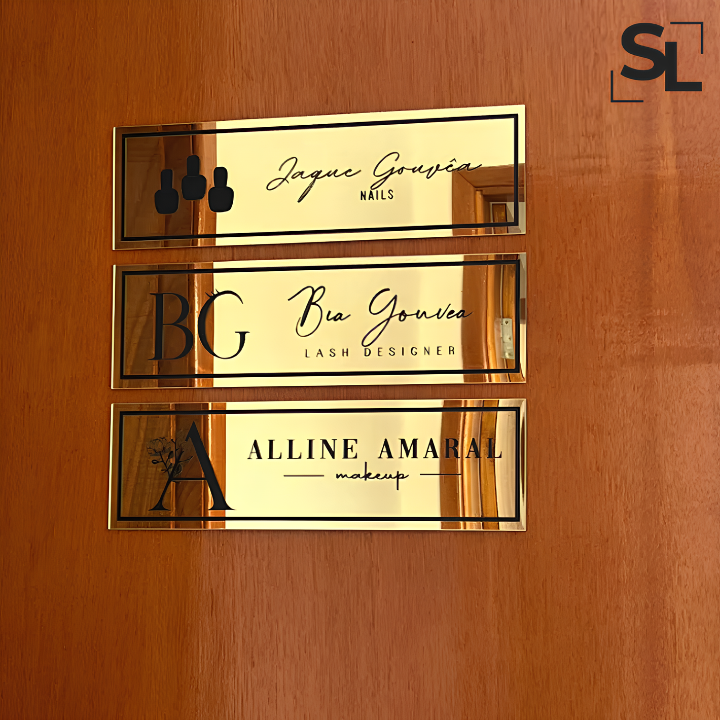 Placa Sinalização de Porta Espelhada
