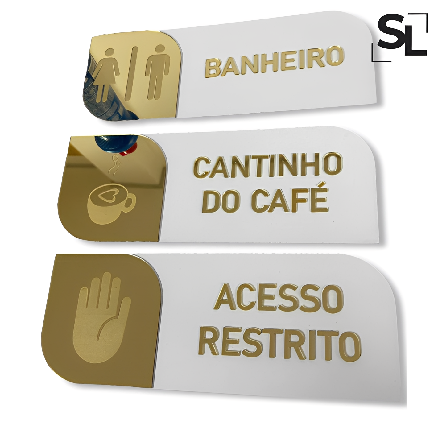 Placa Sinalização de Ambiente em Acrílico & MDF - Branco